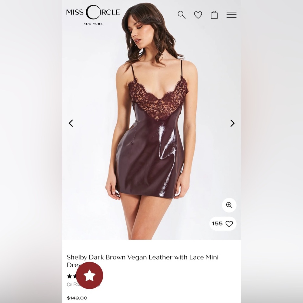 Miss Circle Dark Brown Vegan Leather Mini Dress